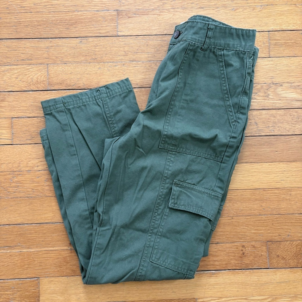 Sincerely Jules Olive Green Cargo Straight Leg Pants Military Vibe Size 7 (27)